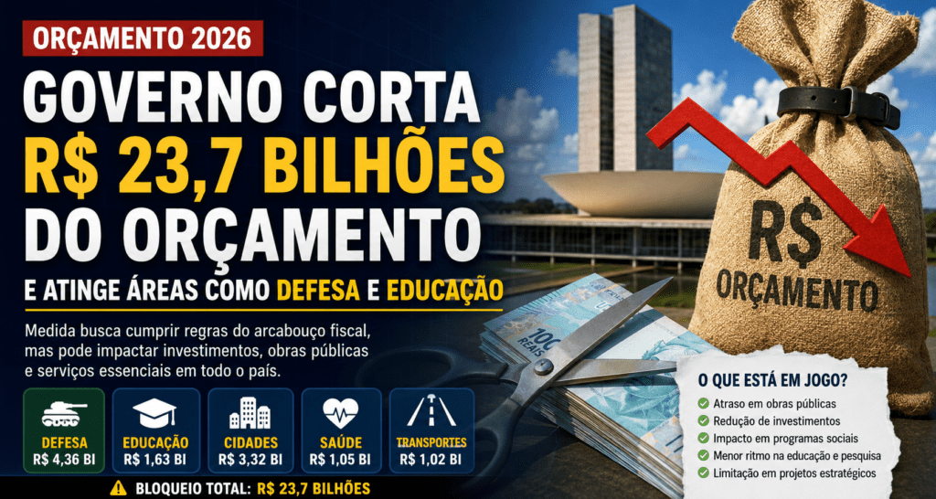 Governo corta R$ 23,7 bilhões do Orçamento e atinge Defesa, Educação e áreas estratégicas em 2026