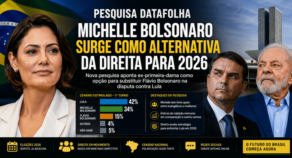Michelle Bolsonaro pode substituir Flávio Bolsonaro na corrida presidencial