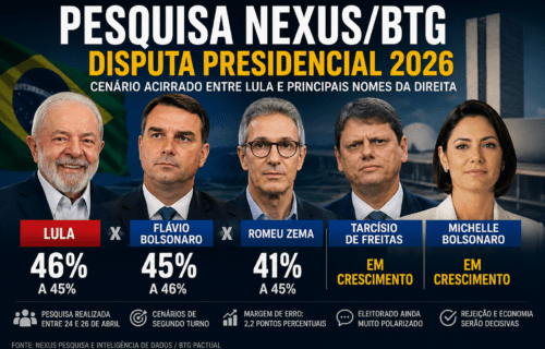Lula enfrenta cenário apertado em nova pesquisa presidencial Nexus/BTG