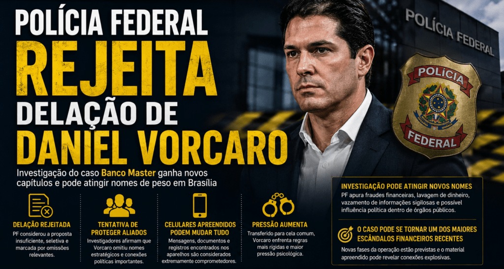 PF rejeita acordo de Daniel Vorcaro e investigação entra em nova fase