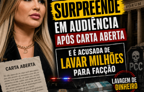 Deolane posa sorrindo em audiência judicial, com expressão confiante e roupa clara.