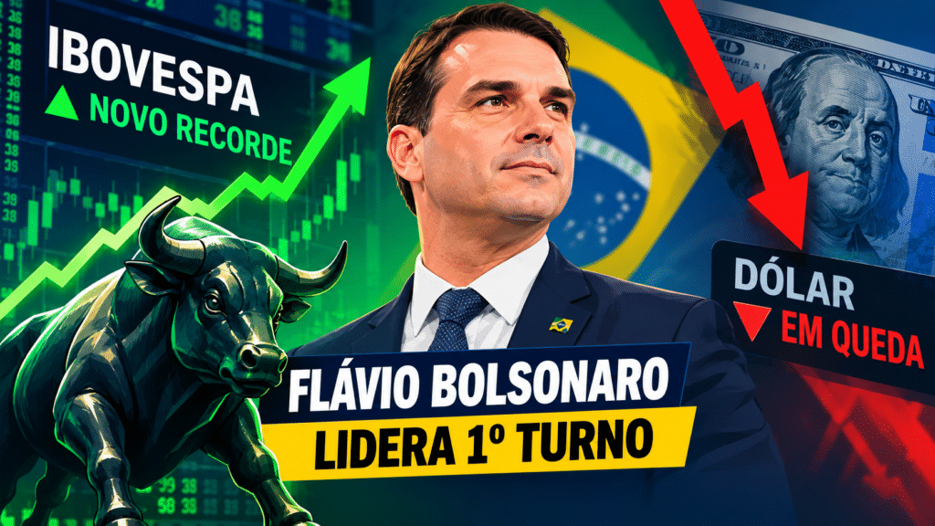 Bolsa bate recorde histórico e dólar despenca após Flávio Bolsonaro liderar 1º turno